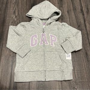 baby Gap Purple Logo Zip Up Grey Hoodie
